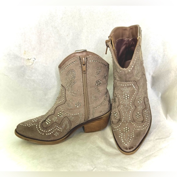 Suede and Rhinestone Embellished Ankle Boots By Steve Madden - Picture 5 of 16